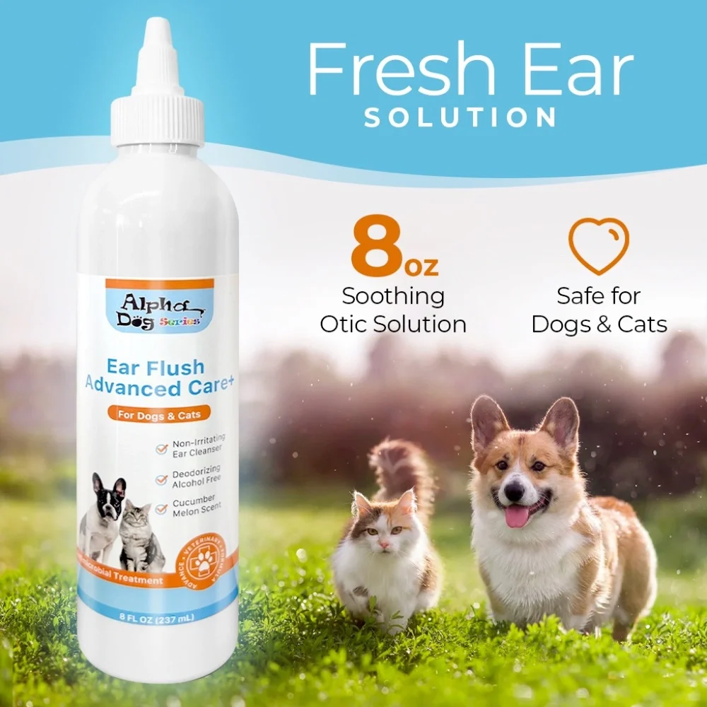 ALPHA DOG SERIES Advanced Ear Cleaner, Soothing Otic Solution W/Aloe & Vitamin E